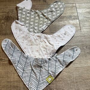 Baby Bandana Bibs Set - Gray, Cream, White copper pearl, natural cloth